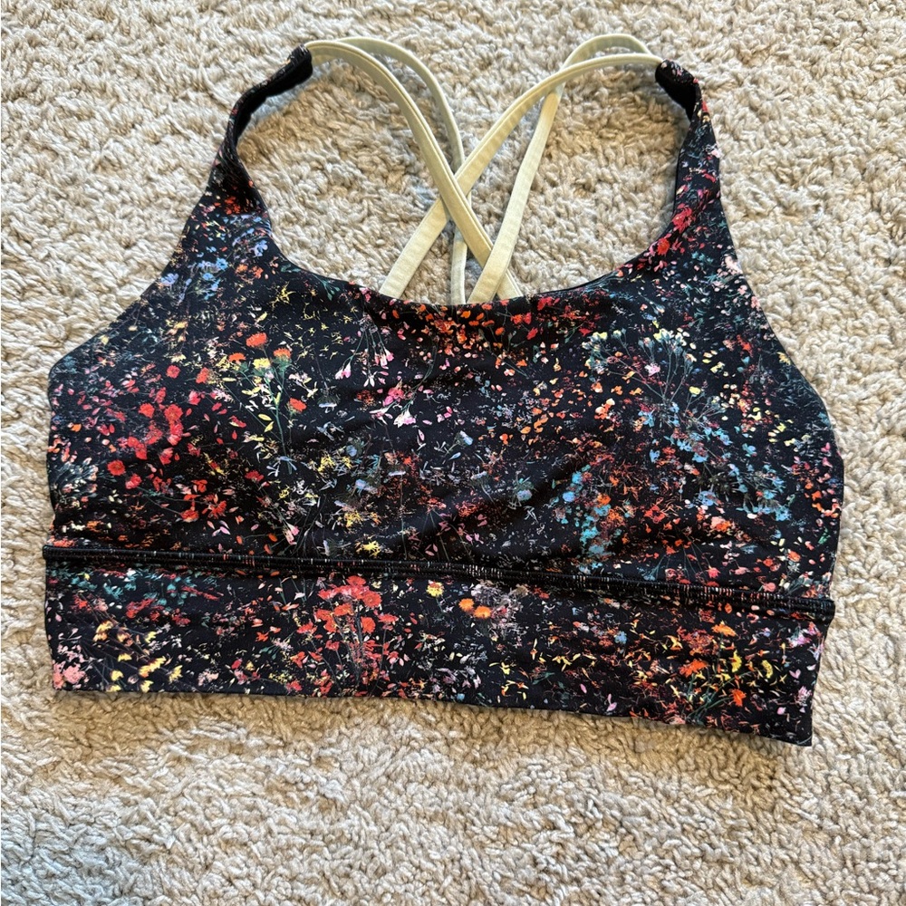 *lululemon* RARE Floral Print energy sports bra size 8 w/ cups!